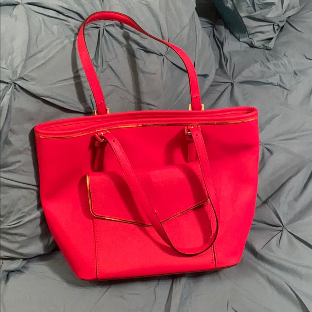 Red and gold Michael Kors Handbag.